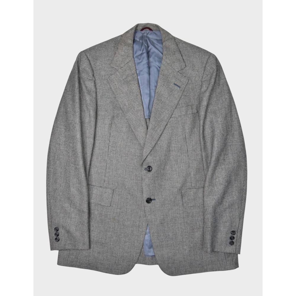 Hart Schaffner Marx Blazer Mens 42 Wool Suit Jacket Grey Houndstooth Sport Coat